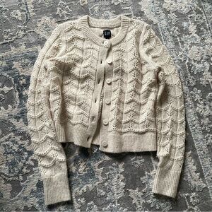 GAP Cream Cable Knit Cardigan Sweater